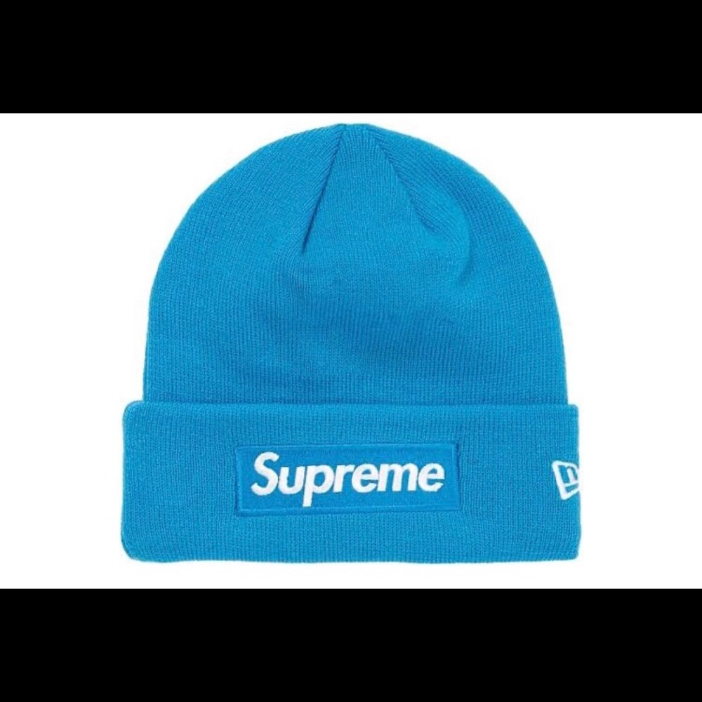 Supreme New Era box logo beanie bright blue
